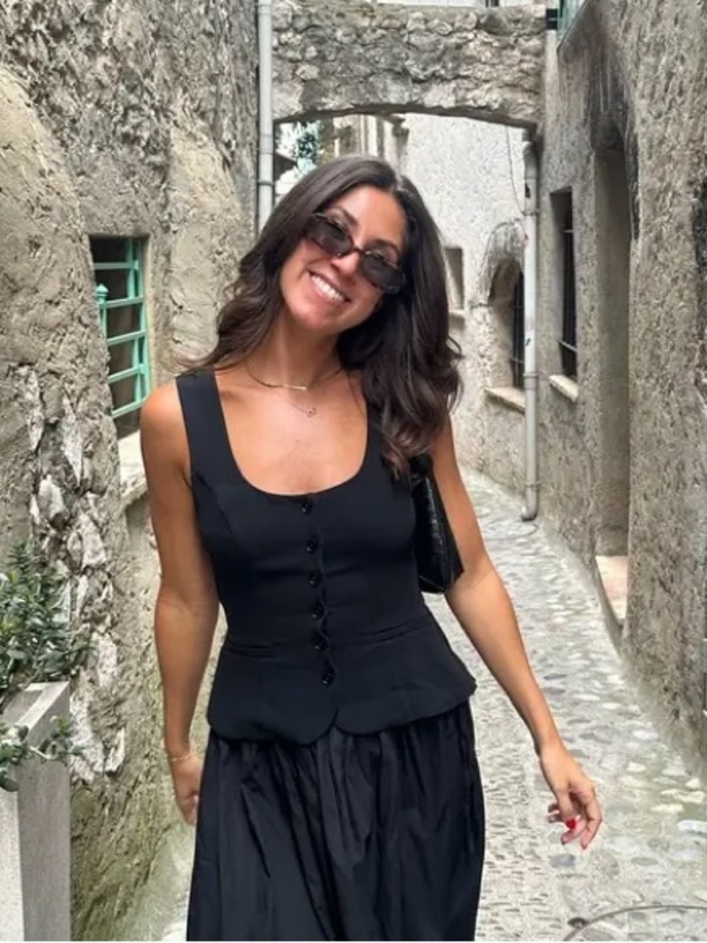 Reformation Black Delaine linen top